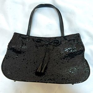 Vintage Anya Hindmarch black sequin top handle mini bag, late 90’s